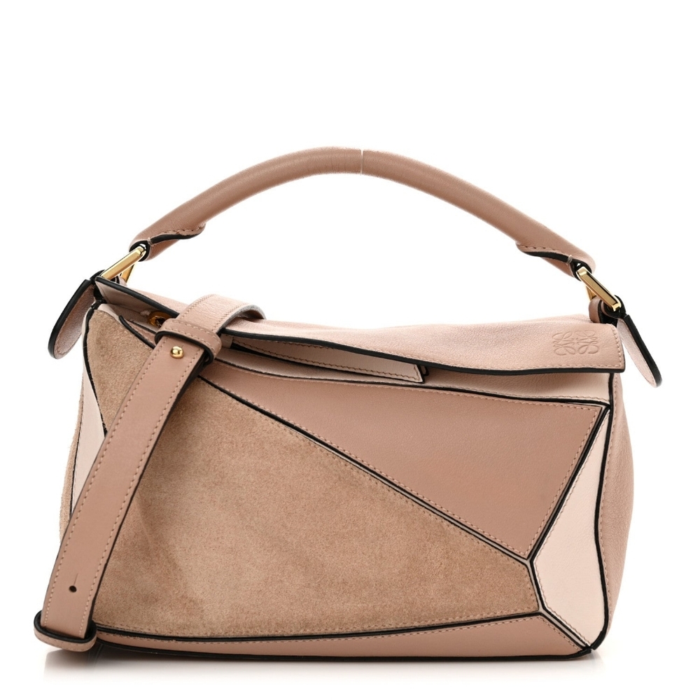 MSRP $4800 Like New! Loewe Small Puzzle Bag Pink Tricolor Leather & Suede - Picture 11 of 16